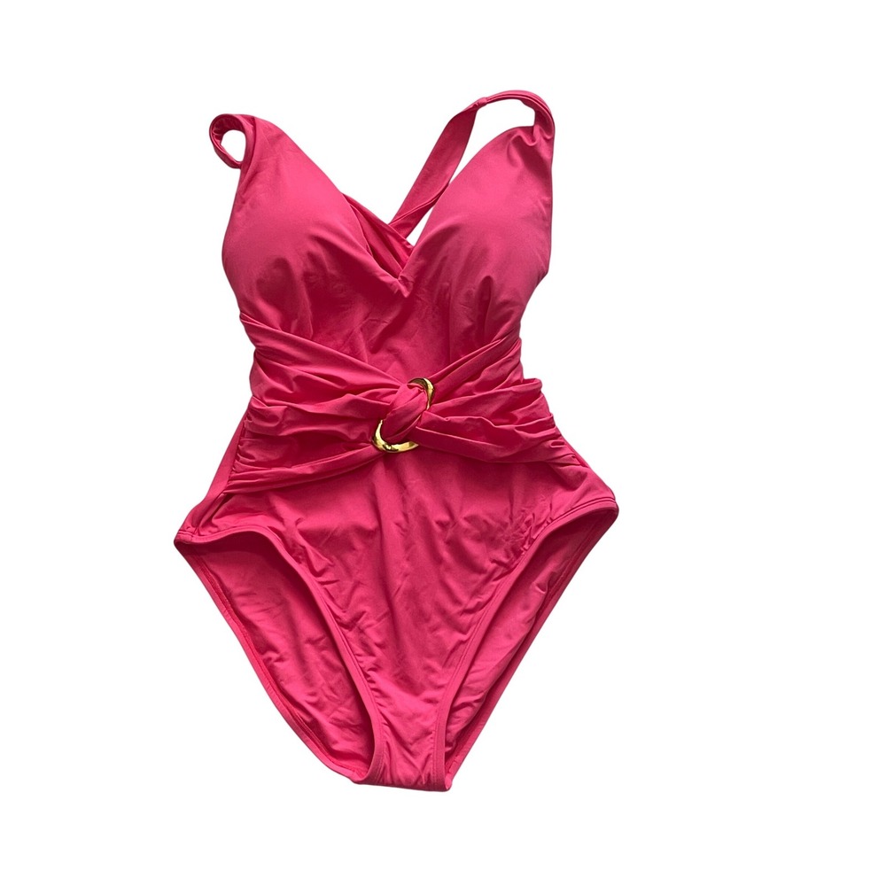 Trina Turk NWOT‎ Corfu Coral Monaco Wrap One-Piece Swimsuit Women's Size 8